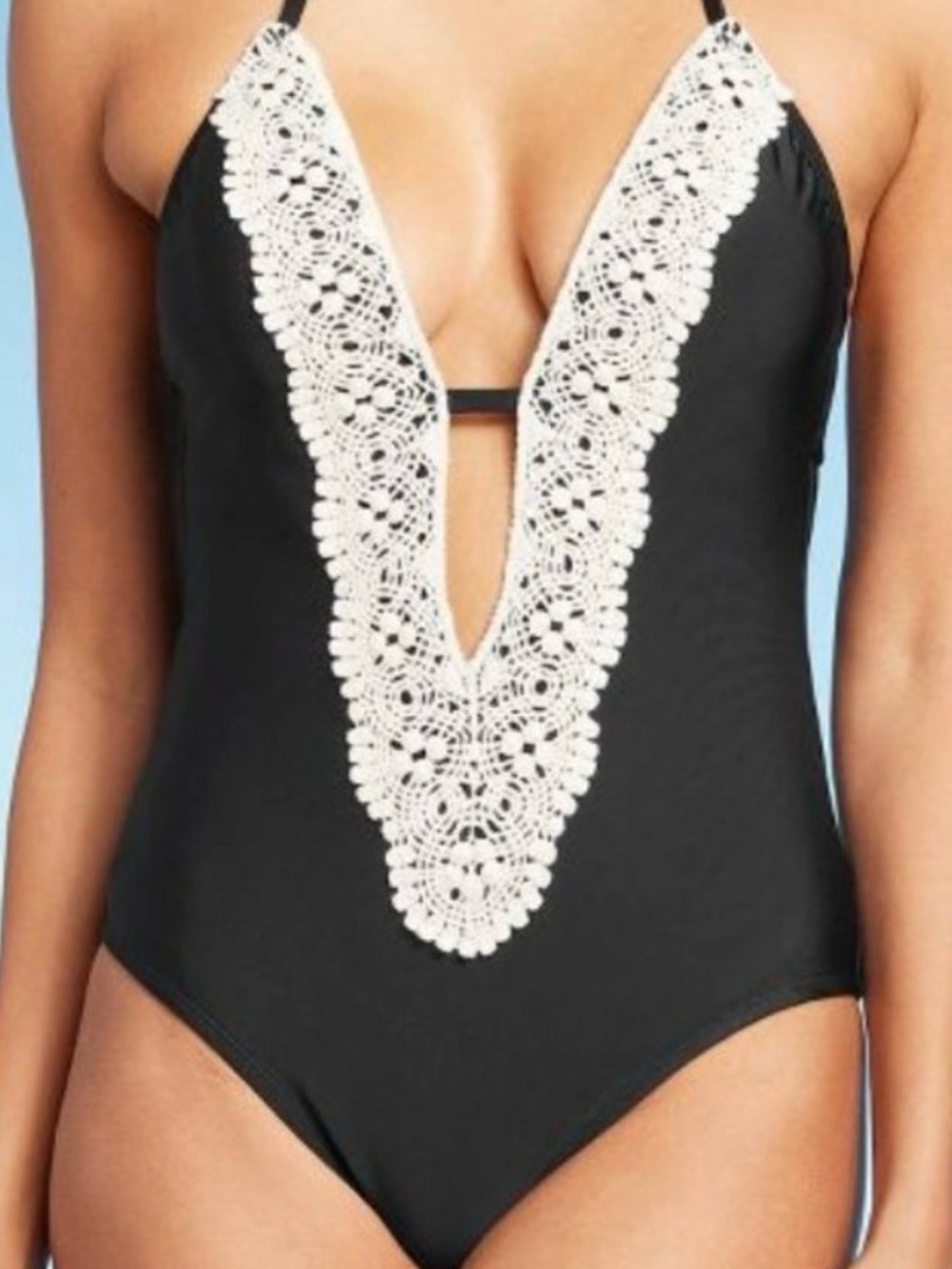 One Piece Swimsuit.. Lace Trim Size Large
